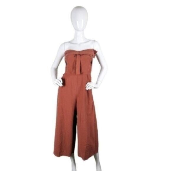 Greylin Pants - Greylin Strapless Wide Leg Cropped Jumpsuit In Terra Cotta Size XS